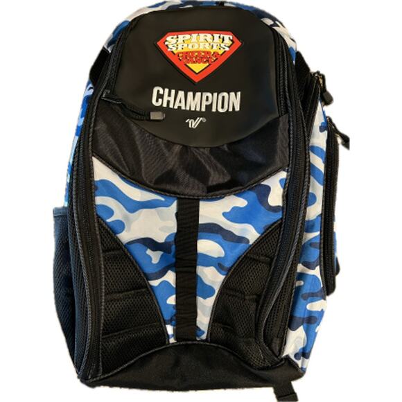 Spirit Sports Cheers and Dance Champion Backpack Blue/White Camo NWOT